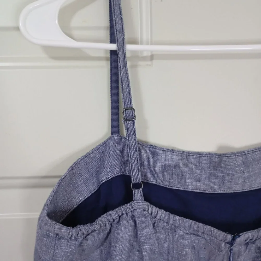 Cynthia Rowley Romper Blue 100% Linen Womens Adjustable Straps Size 6 - Picture 6 of 9